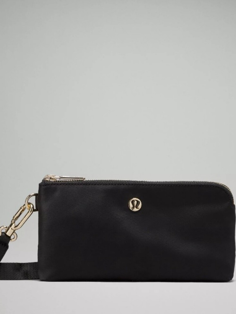 lululemon athletica Black Curved Wristlet with Gold Hardware